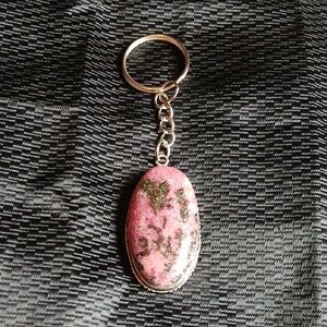 Rose Rhodonite Semi-Precious Stone Pink Stone Keychain